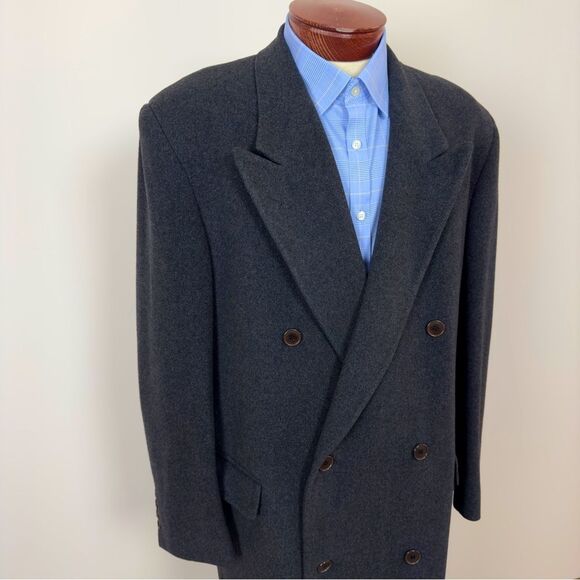 42R Valentino Uomo Cashmere Wool Double Button Long Trench Coat Gray - Picture 1 of 17
